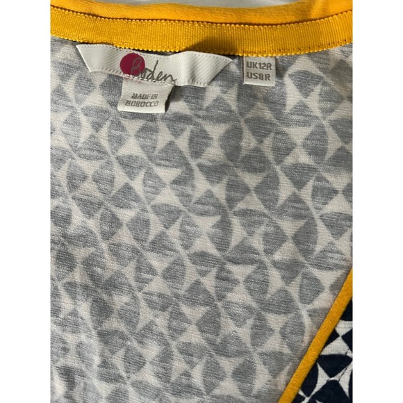 Boden Geometric Print Dress Yellow Trim V-Neck Career Casual Size 8R - Picture 4 of 4